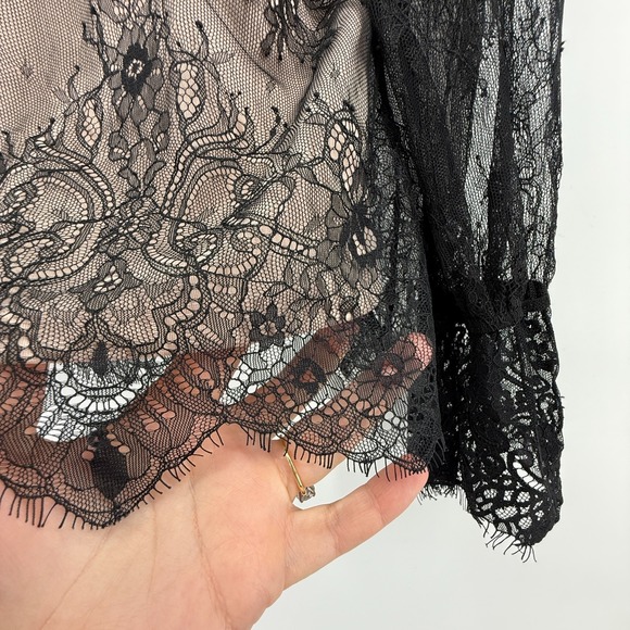 Honey & t Black Lace Crochet Whimsigoth Fairy Grunge Romantic‎ Top Size M Sheer - Picture 4 of 13